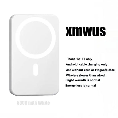 5000Mah Magnetic Power Bank, Wireless Portable Charger for Iphone 12-17 Series, Compatible with Magsafe Cases