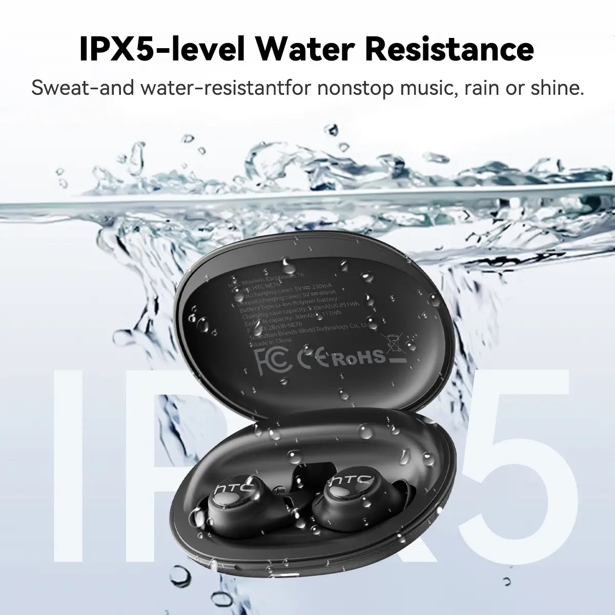 HTC NE76 Bluetooth 6.0 Wireless Earbuds - Mini Invisible Flat-Head Noise-Canceling Headset, Noise Isolation, No Ear Pressure for Side Sleepers, Travel-Friendly, Audio Electronic Phone Accessories with Batteries
