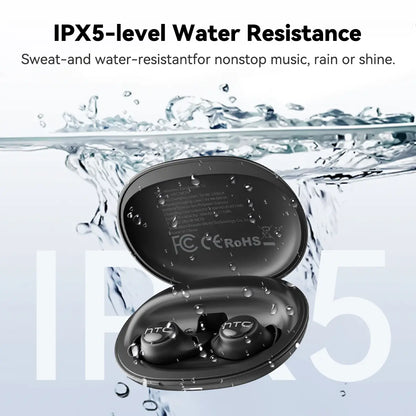 HTC NE76 Bluetooth 6.0 Wireless Earbuds - Mini Invisible Flat-Head Noise-Canceling Headset, Noise Isolation, No Ear Pressure for Side Sleepers, Travel-Friendly, Audio Electronic Phone Accessories with Batteries
