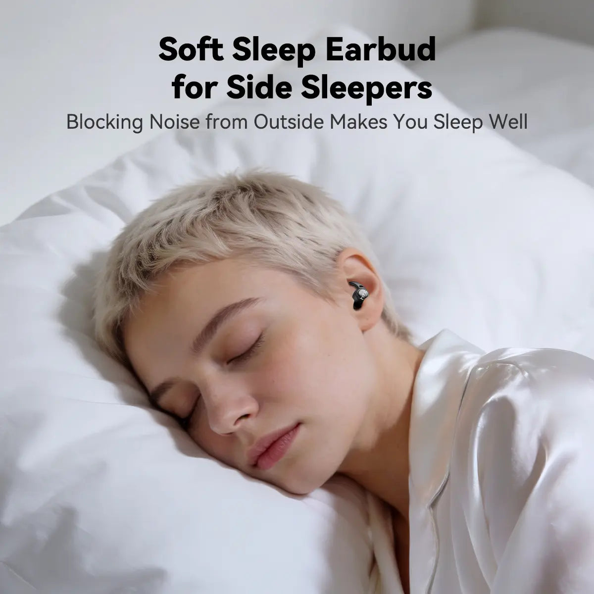HTC NE76 Bluetooth 6.0 Wireless Earbuds - Mini Invisible Flat-Head Noise-Canceling Headset, Noise Isolation, No Ear Pressure for Side Sleepers, Travel-Friendly, Audio Electronic Phone Accessories with Batteries