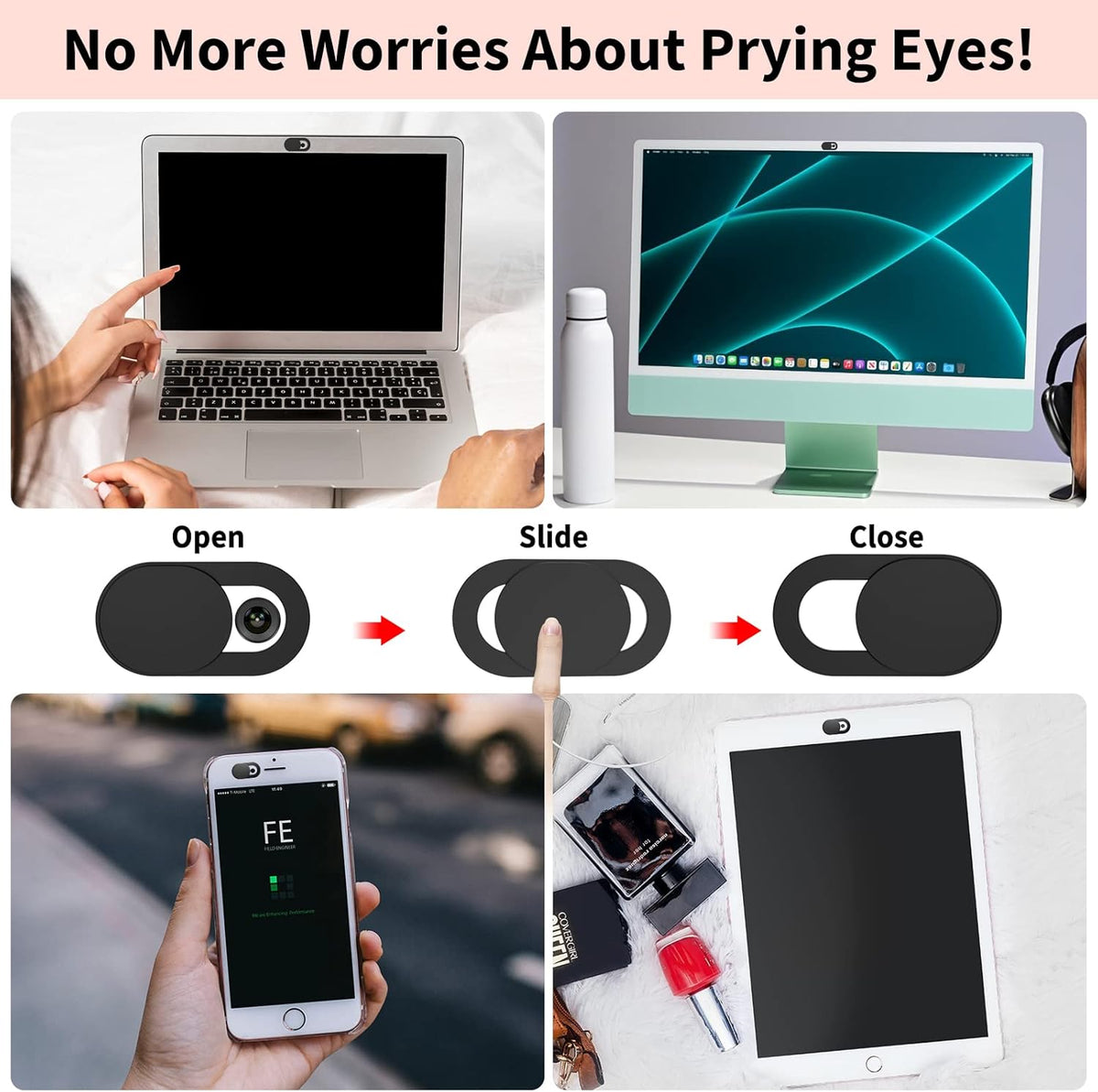 Webcam Cover 3 Pack, 0.03 Inch Ultra Thin Laptop Camera Cover Slide
