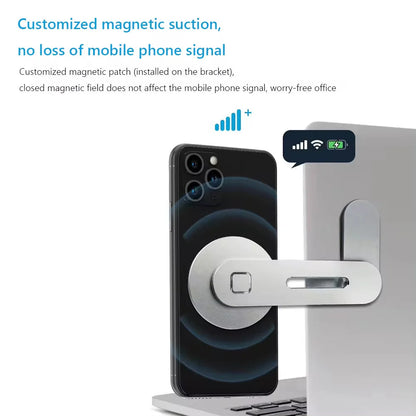 Metal Expansion Phone Stand for Laptops and Tesla Vehicles - Magnetic Folding Holder with 15W Fast Charging Capability