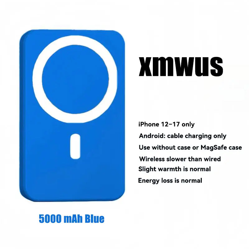 5000Mah Magnetic Power Bank, Wireless Portable Charger for Iphone 12-17 Series, Compatible with Magsafe Cases