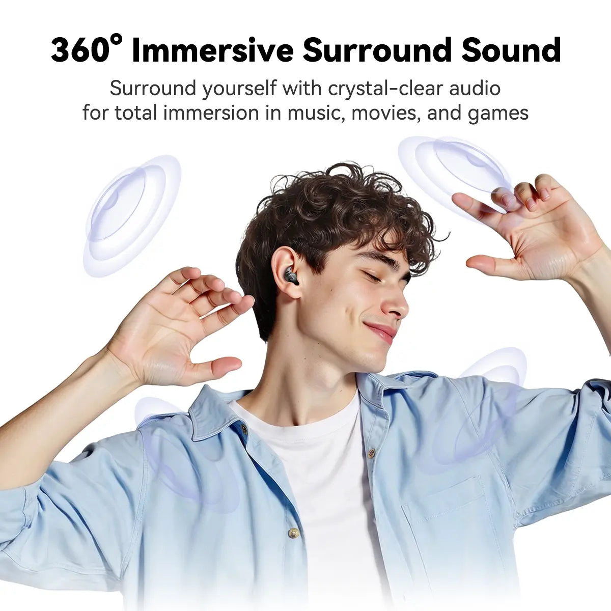 HTC NE76 Bluetooth 6.0 Wireless Earbuds - Mini Invisible Flat-Head Noise-Canceling Headset, Noise Isolation, No Ear Pressure for Side Sleepers, Travel-Friendly, Audio Electronic Phone Accessories with Batteries