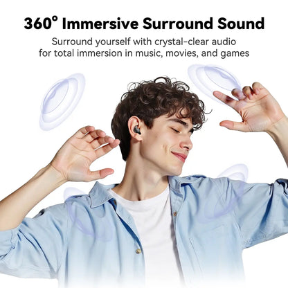 HTC NE76 Bluetooth 6.0 Wireless Earbuds - Mini Invisible Flat-Head Noise-Canceling Headset, Noise Isolation, No Ear Pressure for Side Sleepers, Travel-Friendly, Audio Electronic Phone Accessories with Batteries