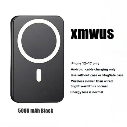 5000Mah Magnetic Power Bank, Wireless Portable Charger for Iphone 12-17 Series, Compatible with Magsafe Cases