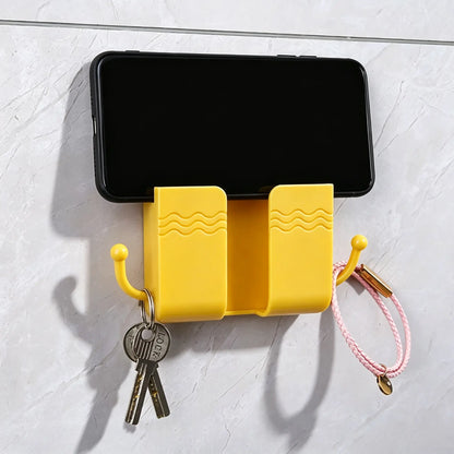 2 Pcs Wall Mount Phone Holder Adhesive Wall Phone Mount Charging Stand and Remote Control Stand