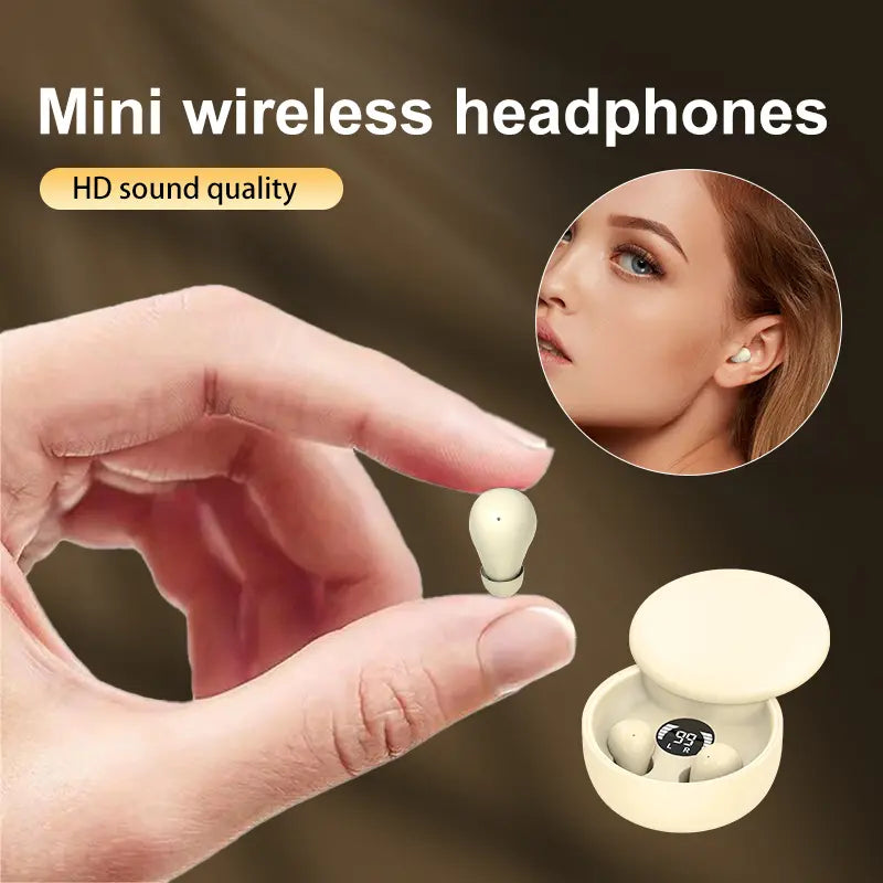 MSHUKCOE Mini Invisible True Wireless In-Ear Earphones - Bluetooth 5.4, Noise Cancelling, Stereo Audio, True Wireless Design, Charging Capability, Sport & Gaming Use, Back to School Phone Accessories