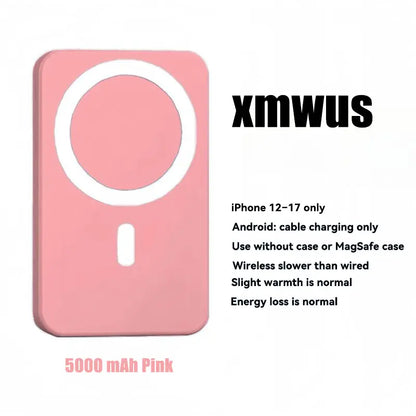 5000Mah Magnetic Power Bank, Wireless Portable Charger for Iphone 12-17 Series, Compatible with Magsafe Cases